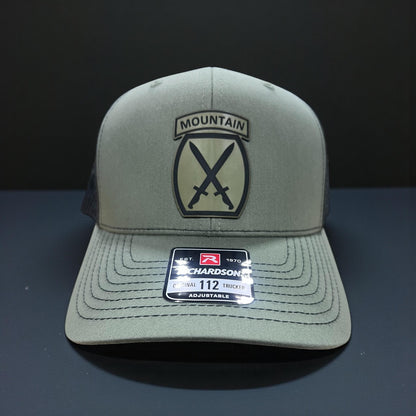 10th Mountain Division Army Hat, Leather Patch, Veteran Tactical Cap