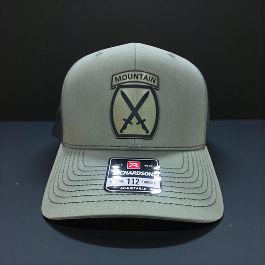 10th Mountain Division Army Hat, Leather Patch, Veteran Tactical Cap