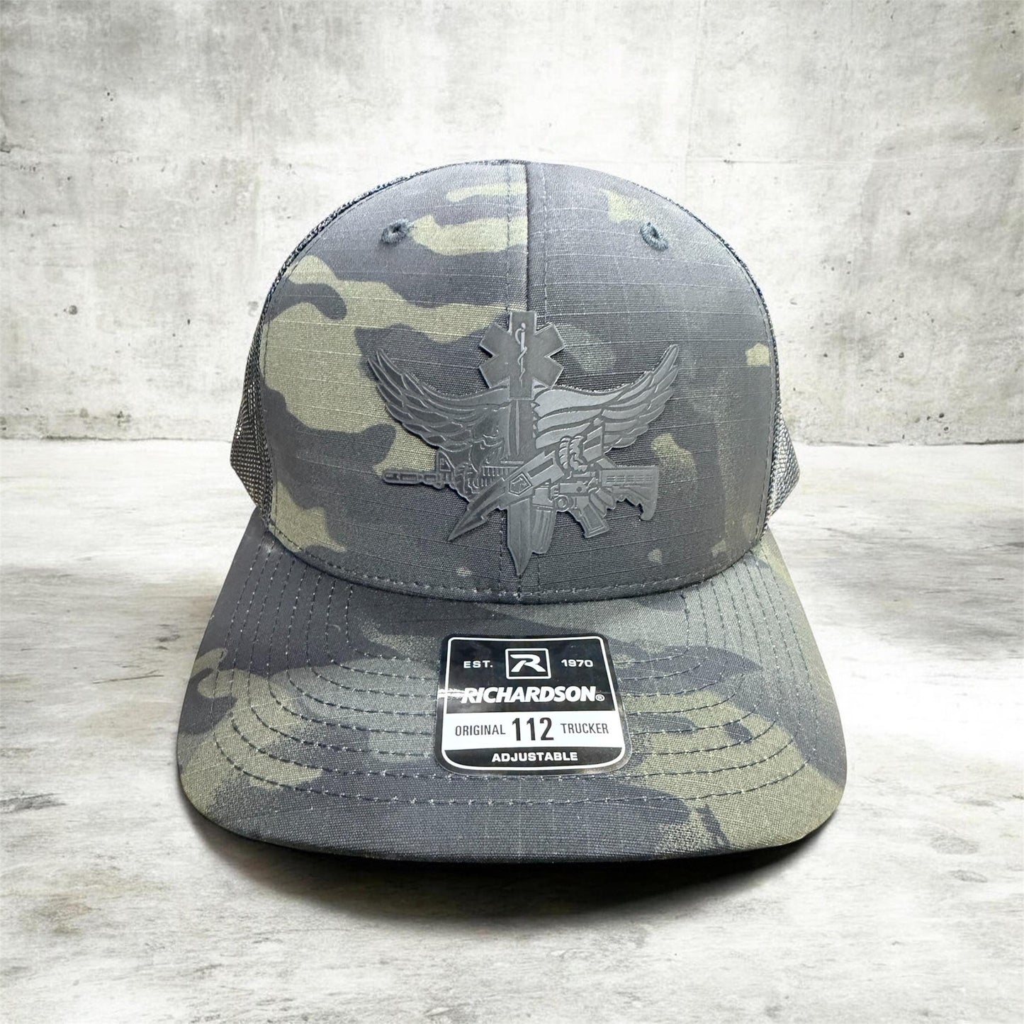 SWAT Medic Emblem Leather Patch Hat, Tactical Police Cap