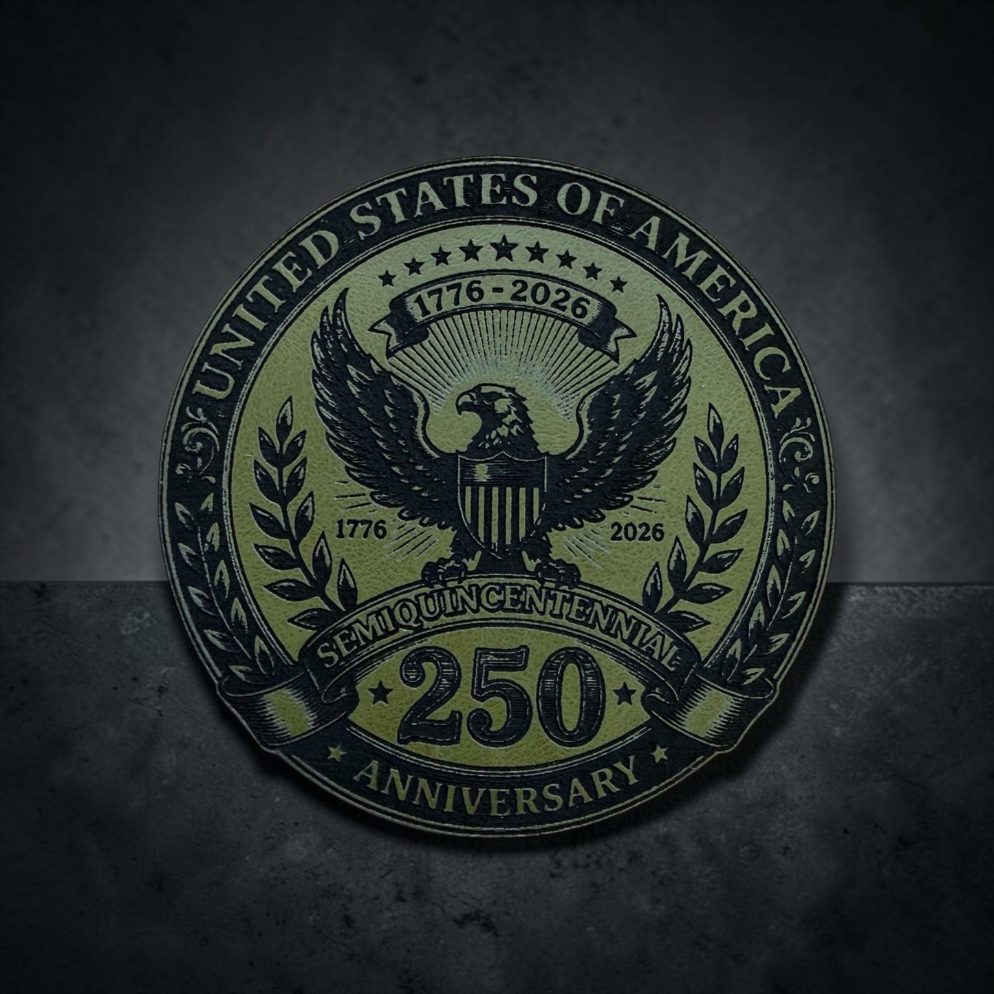 250th Anniversary USA Leather Patch Hat, Patriotic Cap
