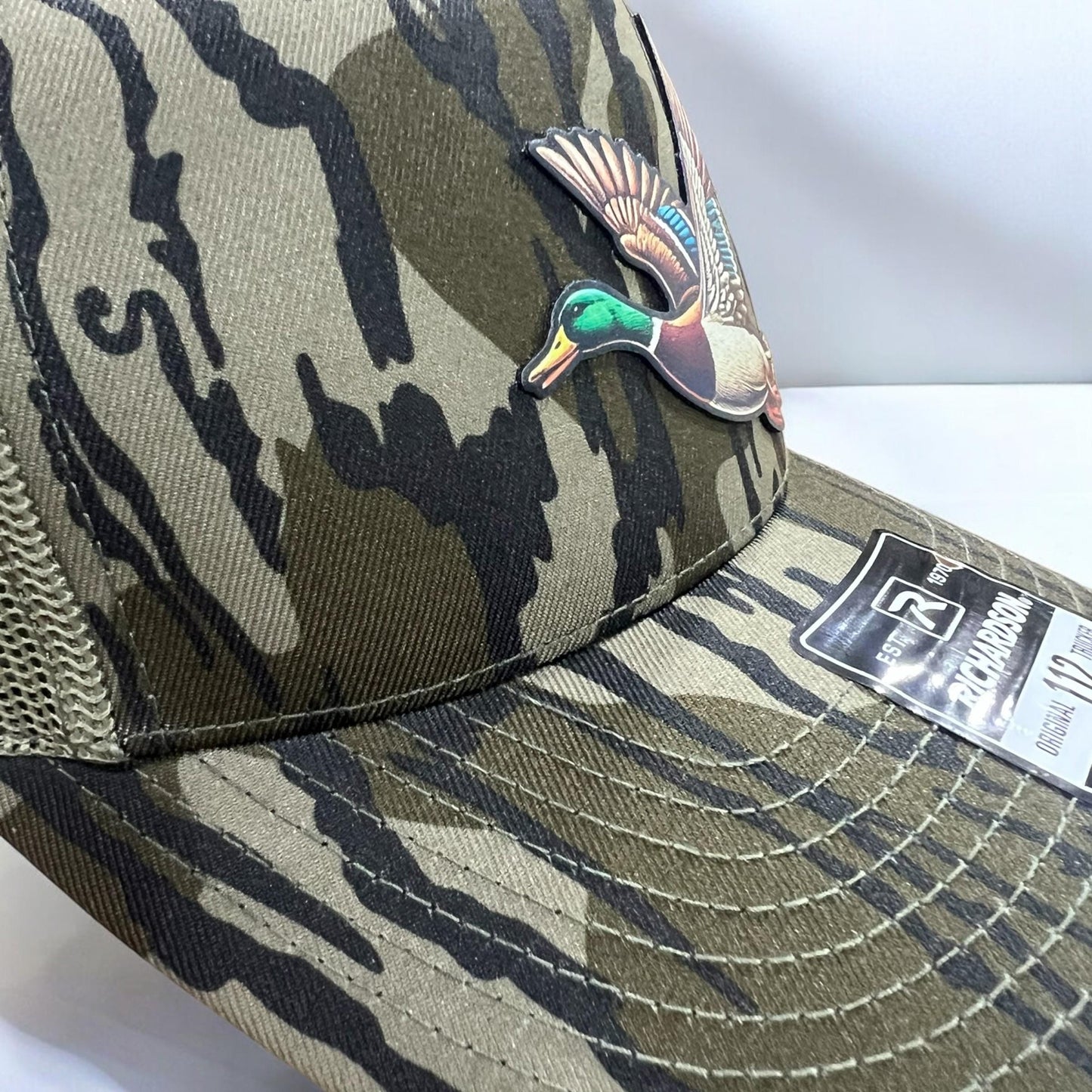 Mallard Duck Full Color UV Printed leatherette patch Hat, duck hunting,
